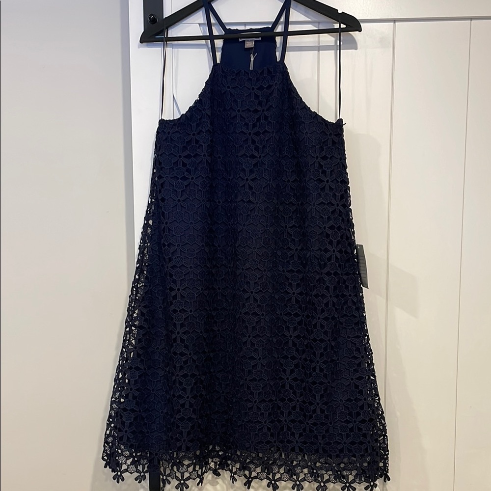 Elegant Navy Lace Dress